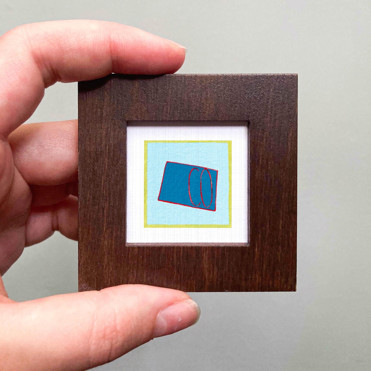 Miniature Colorado State Art PRINT - Tiny Gouache 1-Inch Mini Wall Decor