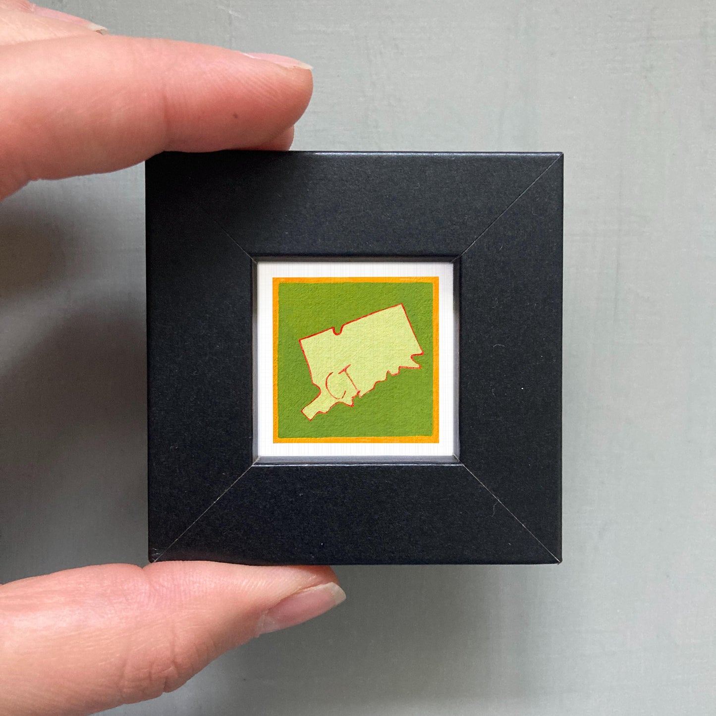 Miniature Connecticut State Art PRINT - Tiny Gouache 1-Inch Mini Wall Decor