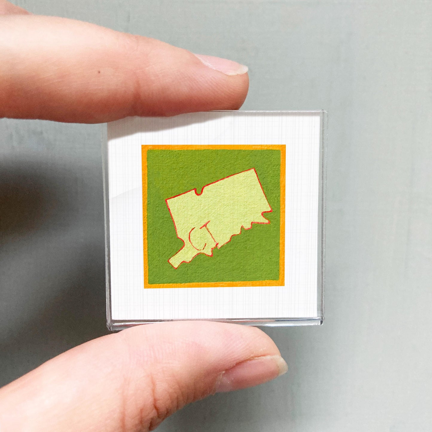 Miniature Connecticut State Art PRINT - Tiny Gouache 1-Inch Mini Wall Decor