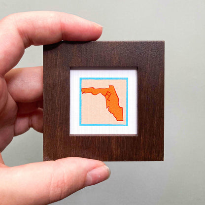Miniature Florida State Art PRINT - Tiny Gouache 1-Inch Mini Wall Decor