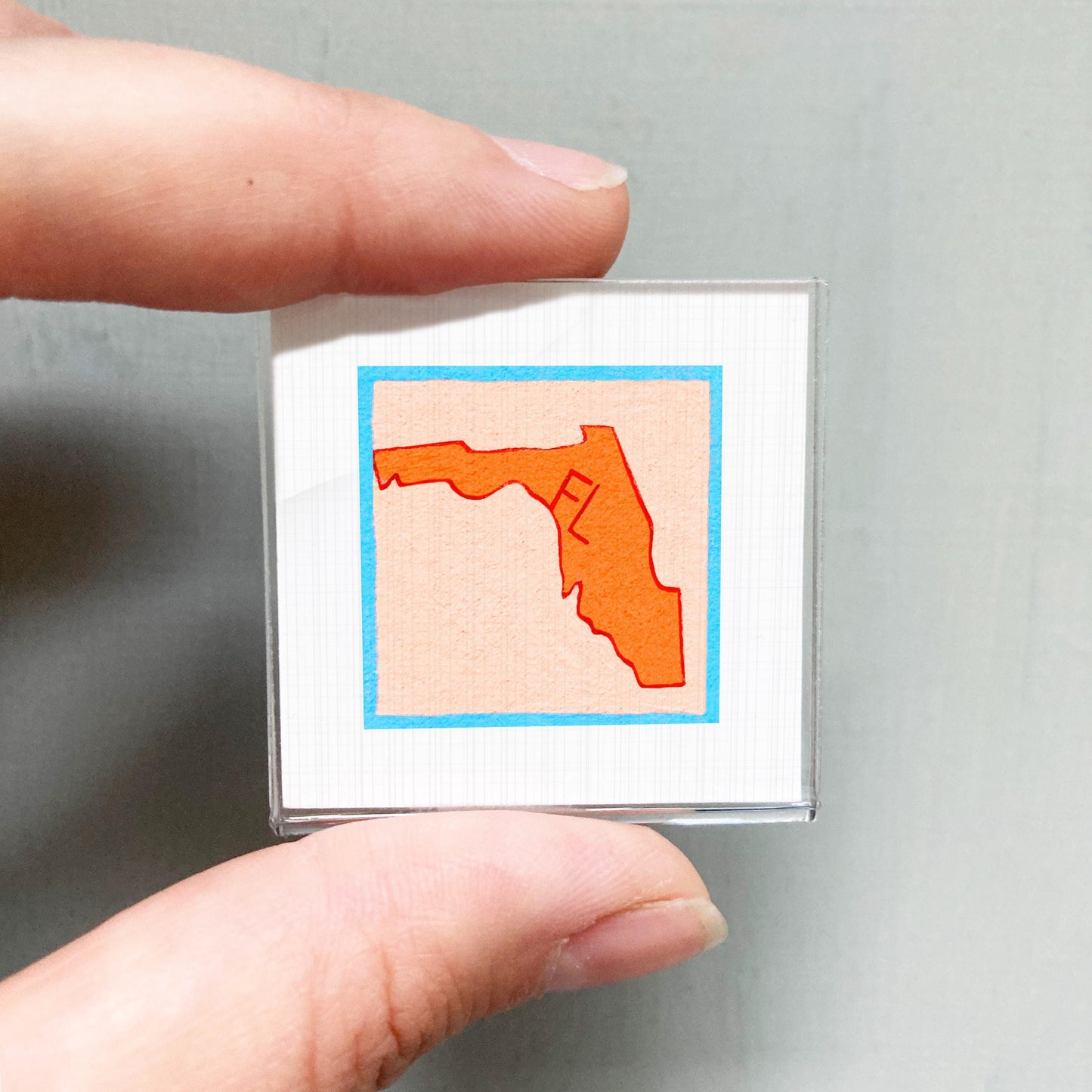 Miniature Florida State Art PRINT - Tiny Gouache 1-Inch Mini Wall Decor