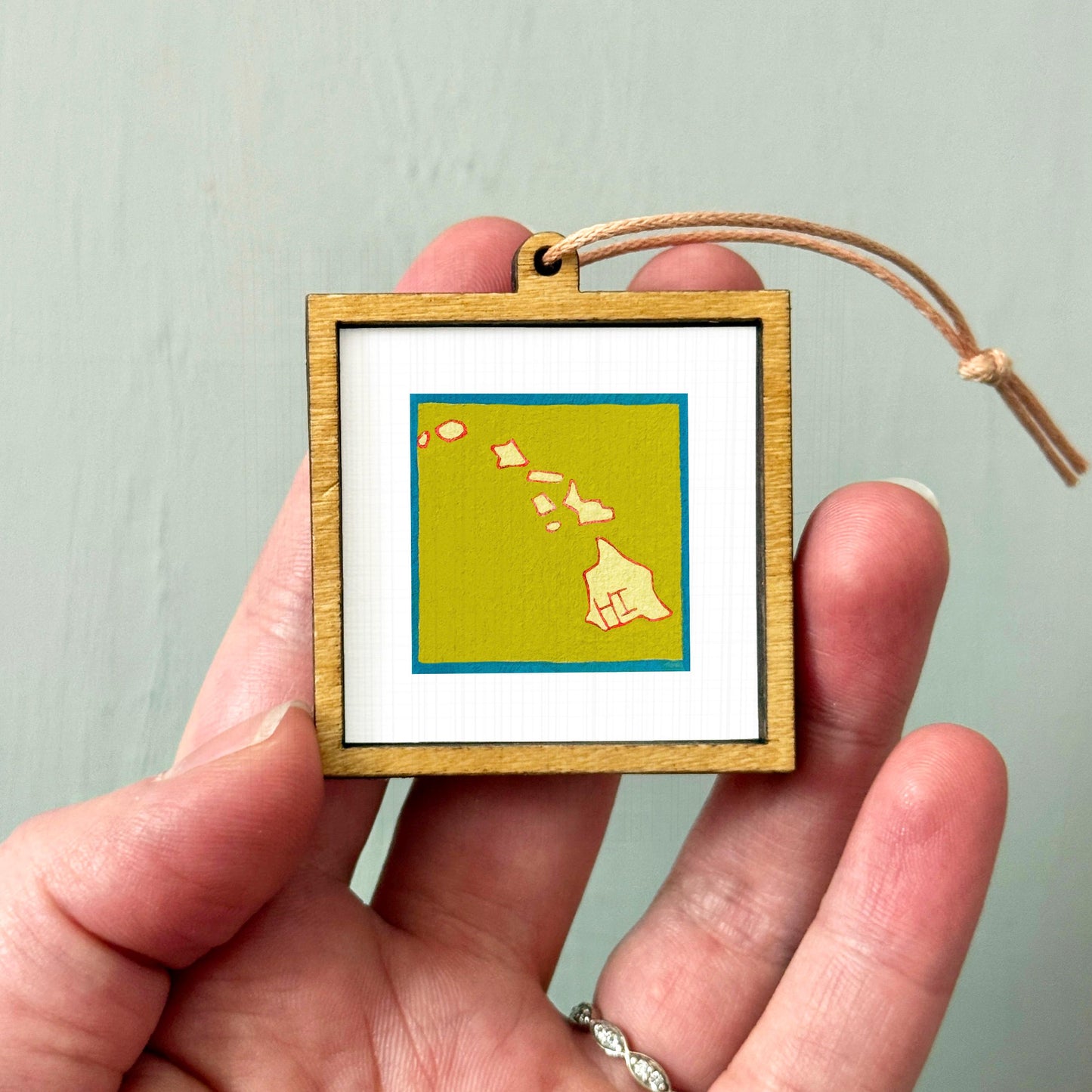 Miniature Hawaii State Art PRINT - Tiny Gouache 1-Inch Mini Wall Decor