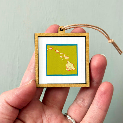 Miniature Hawaii State Art PRINT - Tiny Gouache 1-Inch Mini Wall Decor