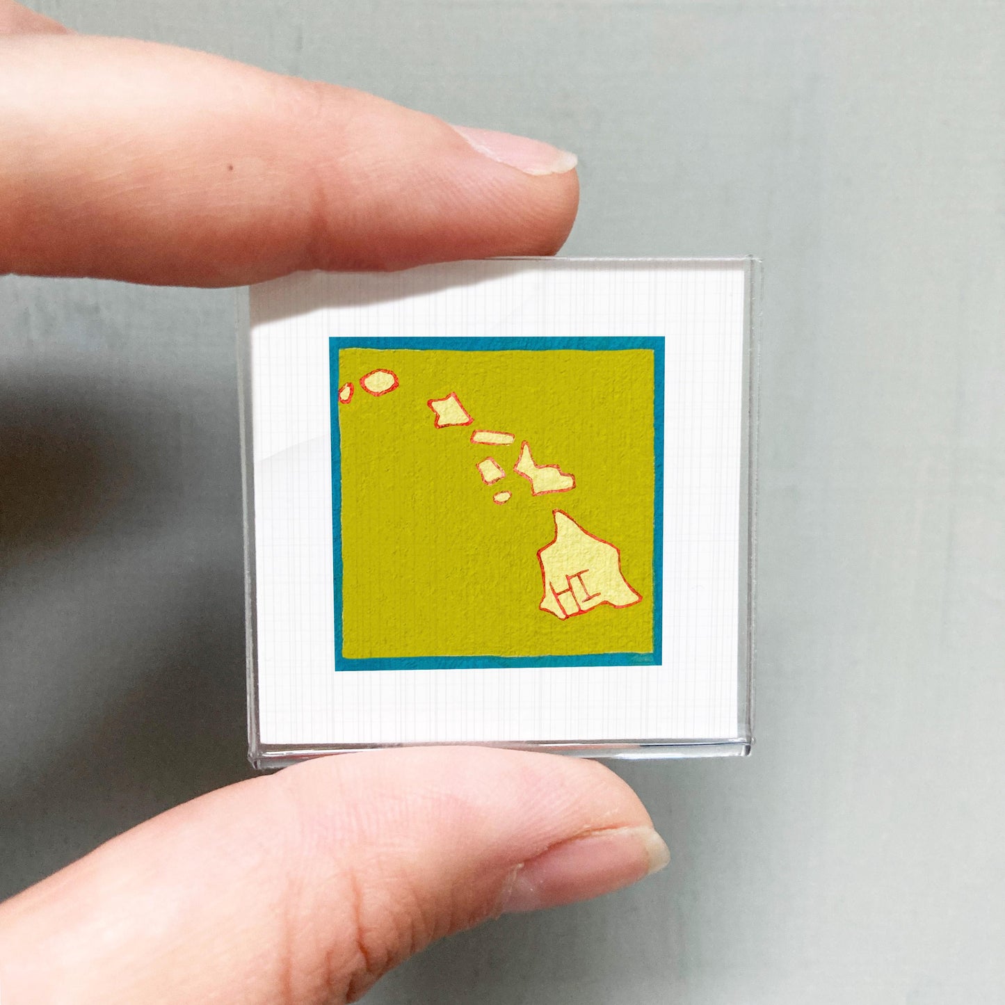 Miniature Hawaii State Art PRINT - Tiny Gouache 1-Inch Mini Wall Decor