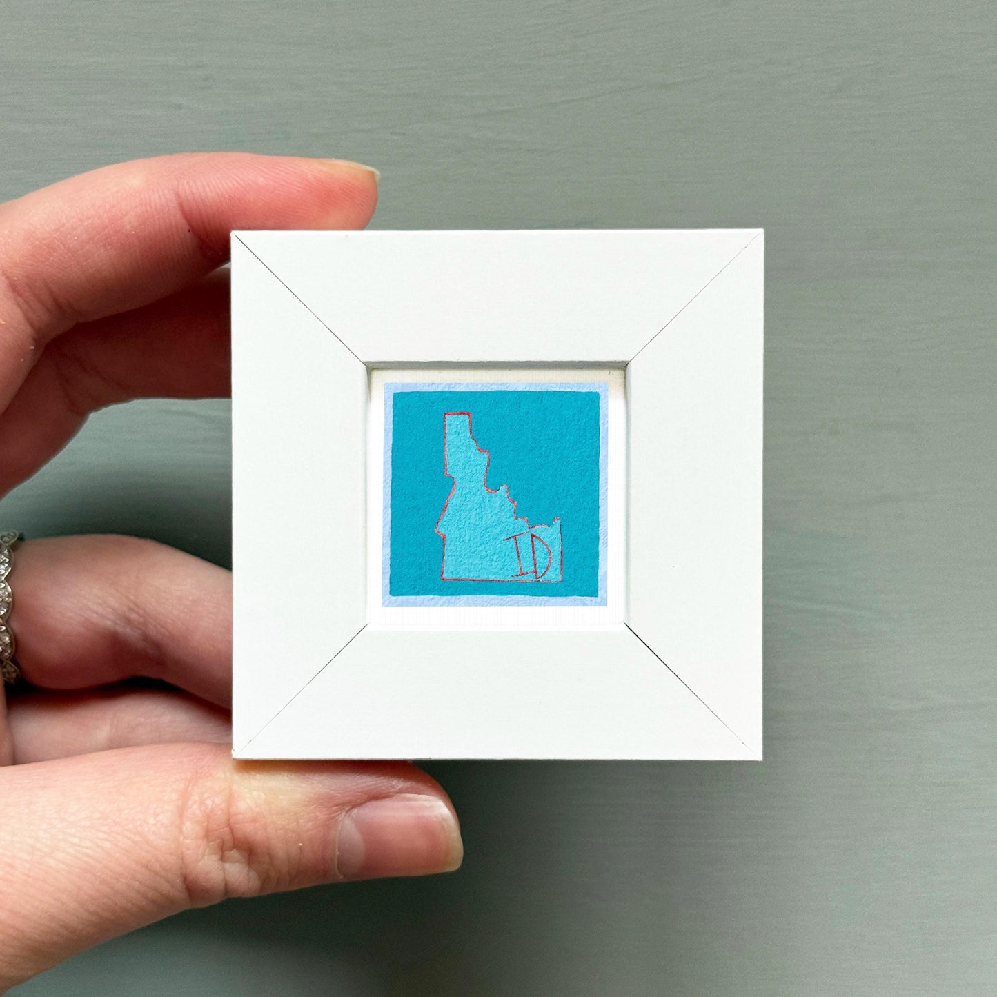 Miniature Idaho State Art PRINT - Tiny Gouache 1-Inch Mini Wall Decor