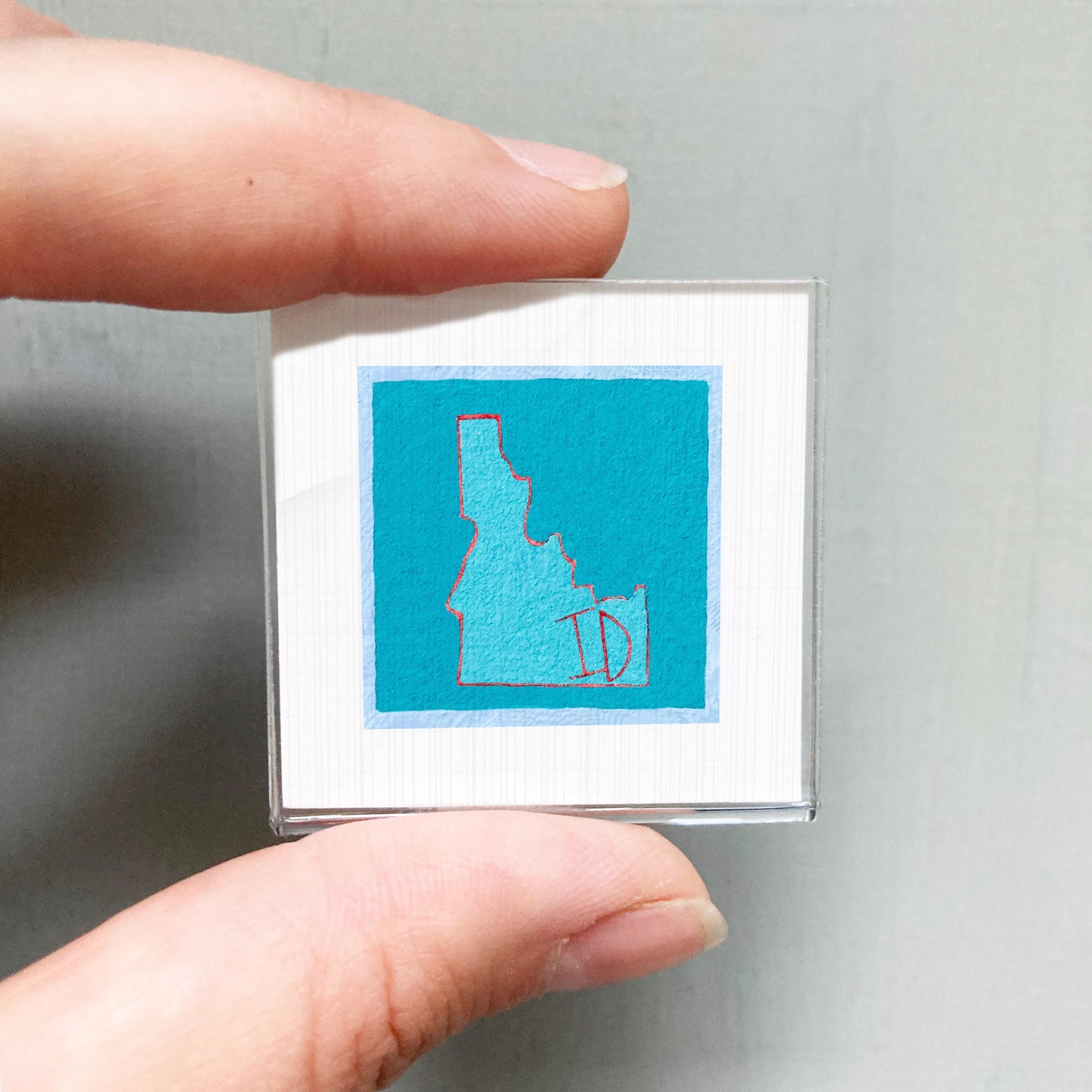 Miniature Idaho State Art PRINT - Tiny Gouache 1-Inch Mini Wall Decor