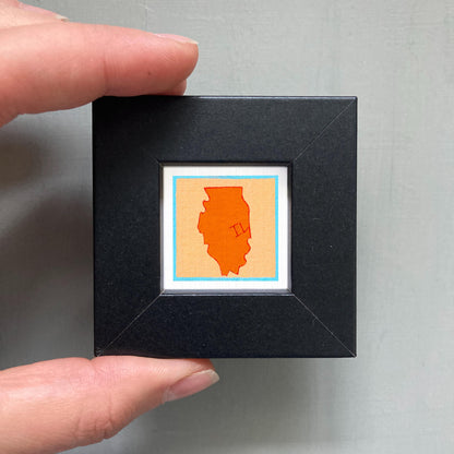 Miniature Illinois State Art PRINT - Tiny Gouache 1-Inch Mini Wall Decor