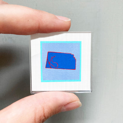 Miniature Kansas KS State Art PRINT - Tiny Gouache 1-Inch Mini Wall Decor
