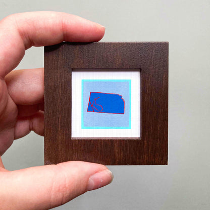 Miniature Kansas KS State Art PRINT - Tiny Gouache 1-Inch Mini Wall Decor