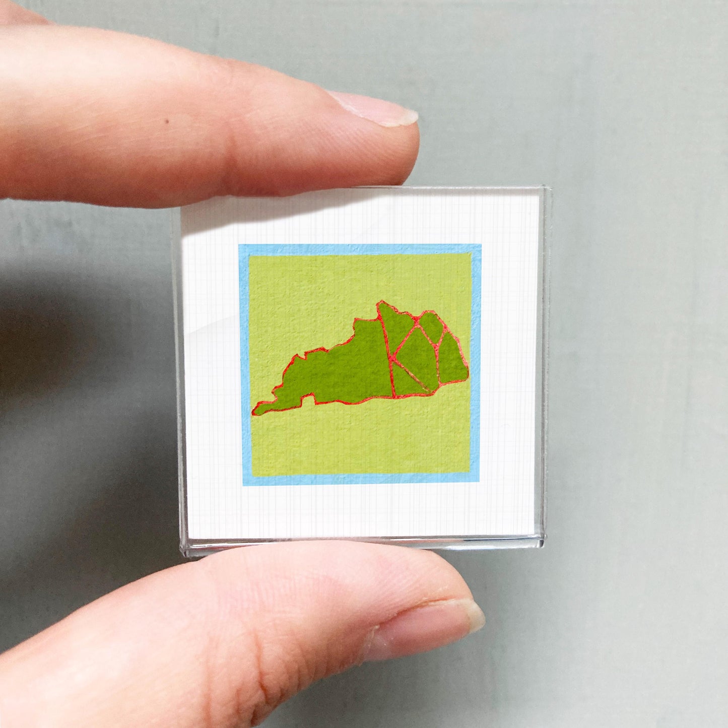 Miniature Kentucky KY State Art PRINT - Tiny Gouache 1-Inch Mini Wall Decor