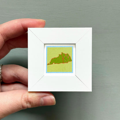 Miniature Kentucky KY State Art PRINT - Tiny Gouache 1-Inch Mini Wall Decor