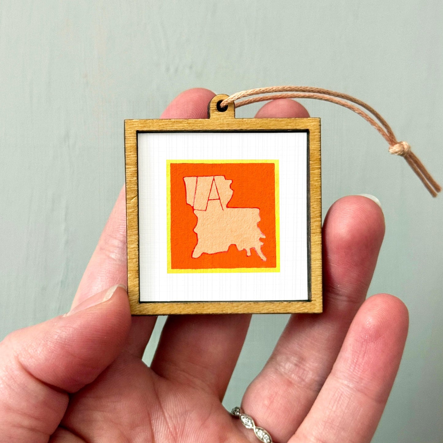 Miniature Louisiana State Art PRINT - Tiny Gouache 1-Inch Mini Wall Decor