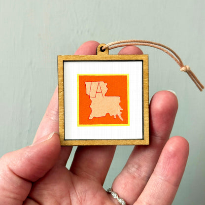 Miniature Louisiana State Art PRINT - Tiny Gouache 1-Inch Mini Wall Decor