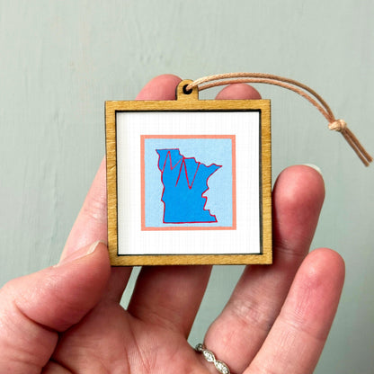 Miniature Minnesota State Art PRINT - Tiny Gouache 1-Inch Mini Wall Decor