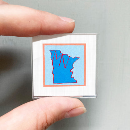 Miniature Minnesota State Art PRINT - Tiny Gouache 1-Inch Mini Wall Decor