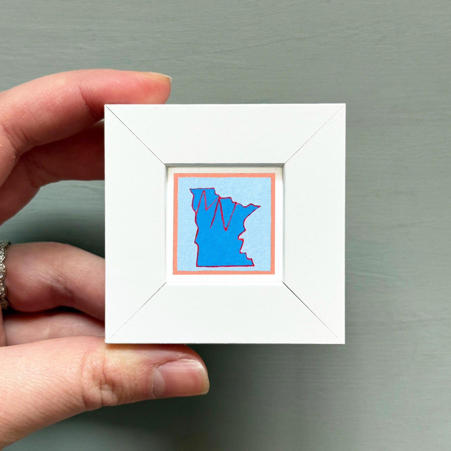 Miniature Minnesota State Art PRINT - Tiny Gouache 1-Inch Mini Wall Decor