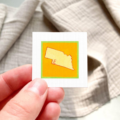 Miniature Nebraska State Art PRINT - Tiny Gouache 1-Inch Mini Wall Decor