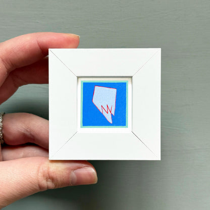 Miniature Nevada State Art PRINT - Tiny Gouache 1-Inch Mini Wall Decor
