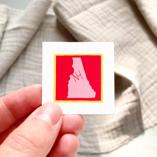 Miniature New Hampshire State Art PRINT - Tiny Gouache 1-Inch Mini Wall Decor