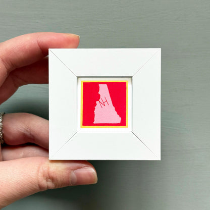 Miniature New Hampshire State Art PRINT - Tiny Gouache 1-Inch Mini Wall Decor