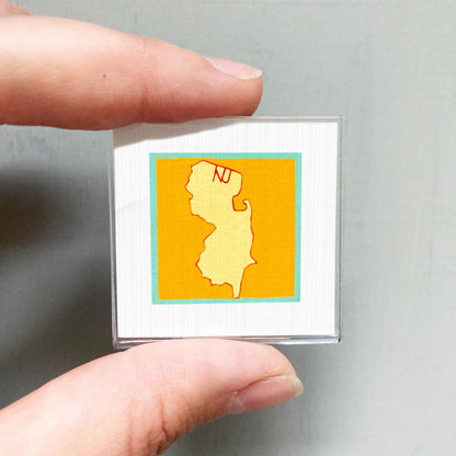 Miniature New Jersey State Art PRINT - Tiny Gouache 1-Inch Mini Wall Decor