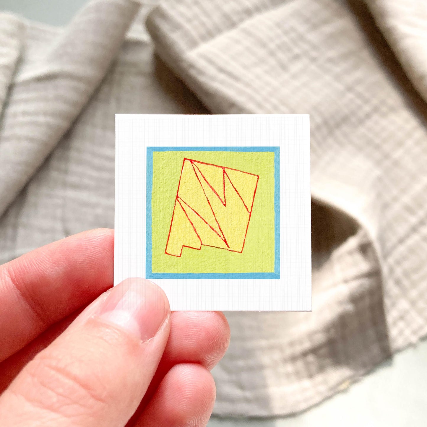 Miniature New Mexico State Art PRINT - Tiny Gouache 1-Inch Mini Wall Decor