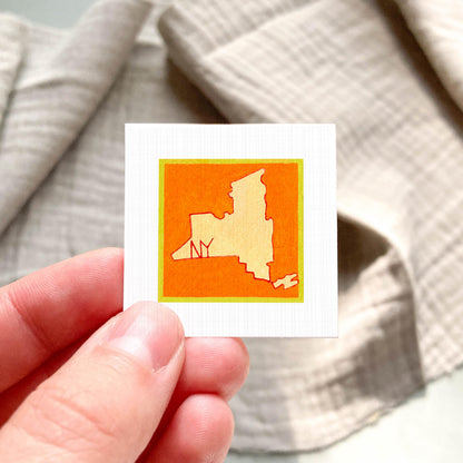 Miniature New York State Art PRINT - Tiny Gouache 1-Inch Mini Wall Decor