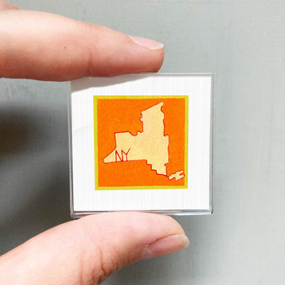Miniature New York State Art PRINT - Tiny Gouache 1-Inch Mini Wall Decor