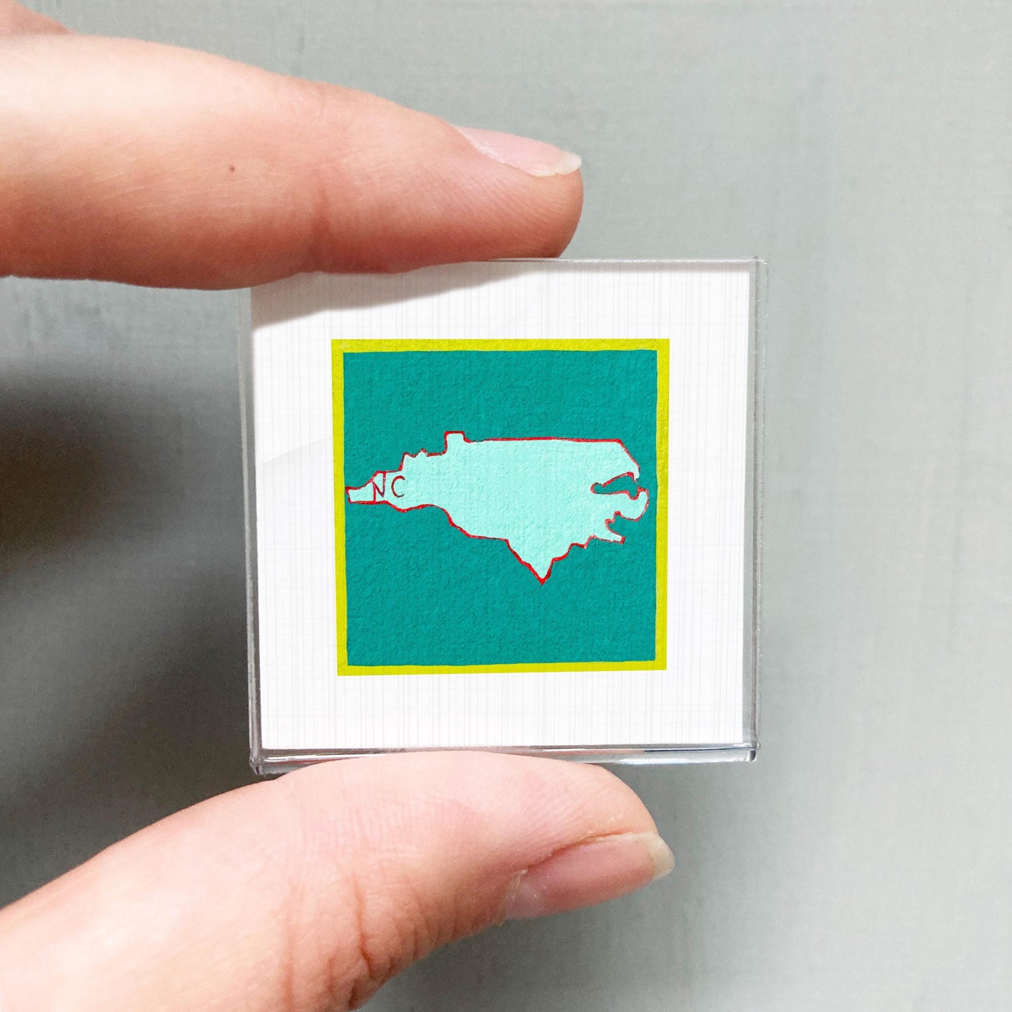Miniature North Carolina State Art PRINT - Tiny Gouache 1-Inch Mini Wall Decor