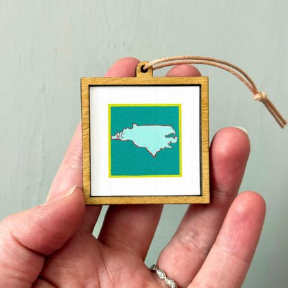 Miniature North Carolina State Art PRINT - Tiny Gouache 1-Inch Mini Wall Decor