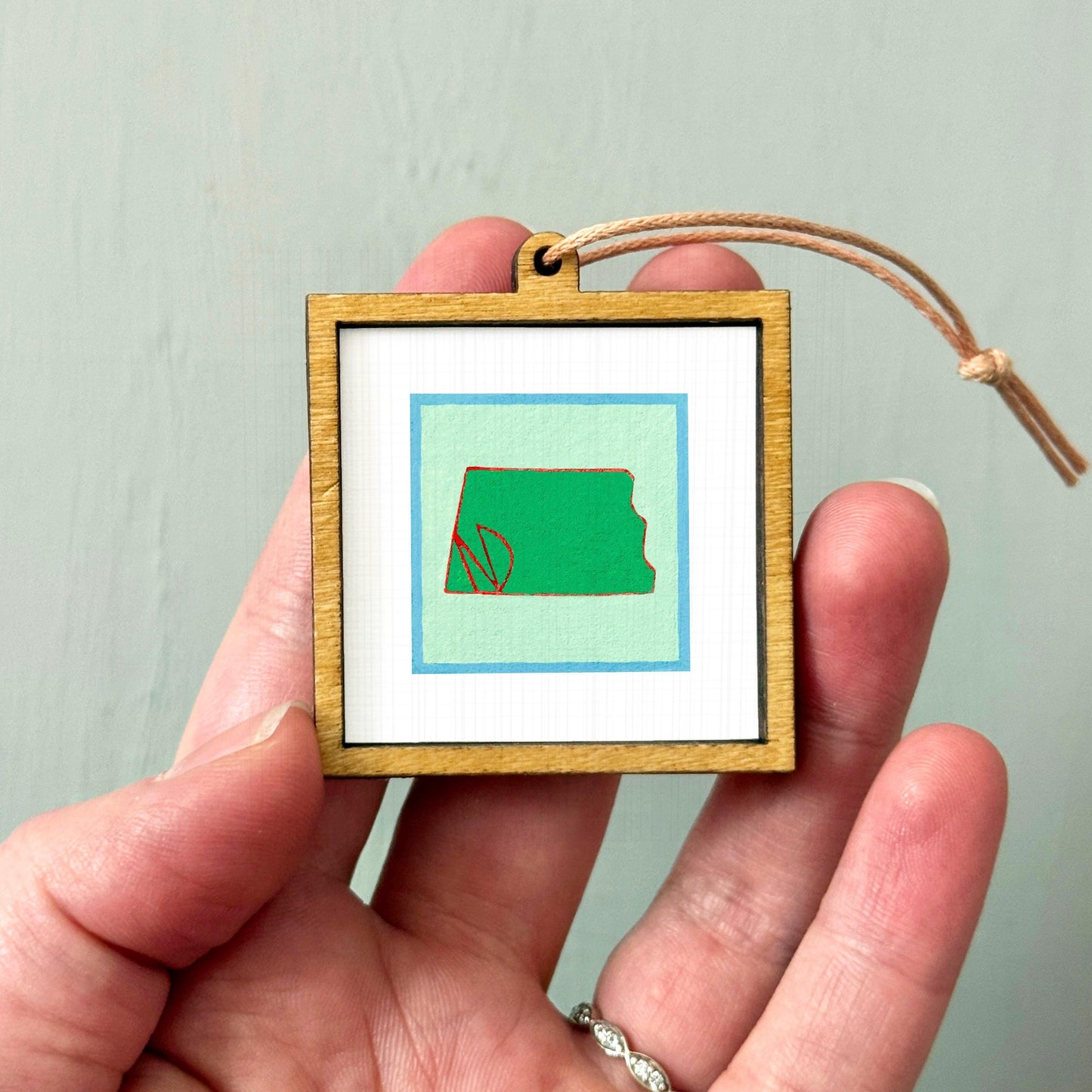 Miniature North Dakota State Art PRINT - Tiny Gouache 1-Inch Mini Wall Decor