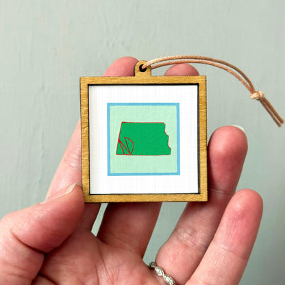 Miniature North Dakota State Art PRINT - Tiny Gouache 1-Inch Mini Wall Decor