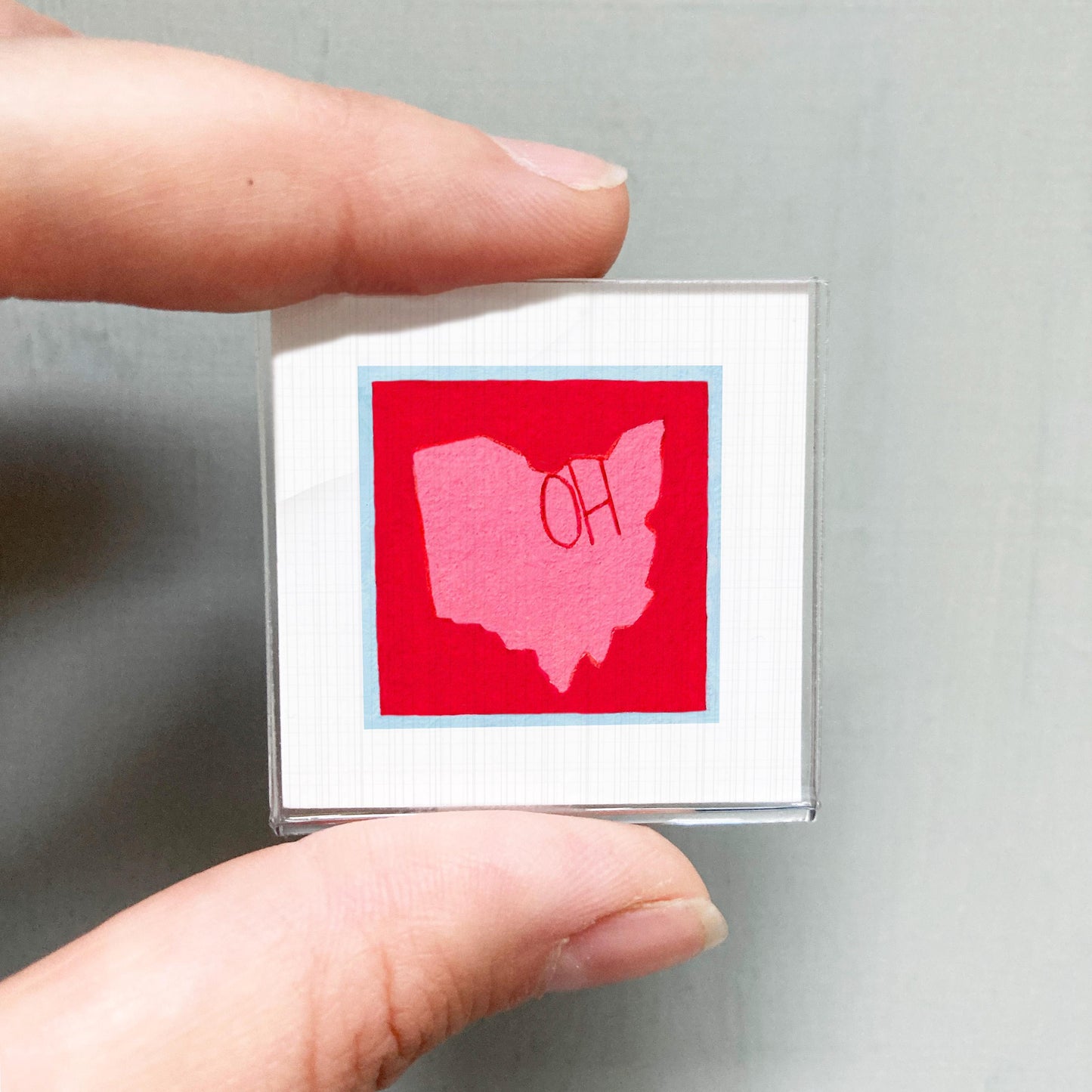 Miniature Ohio State Art PRINT - Tiny Gouache 1-Inch Mini Wall Decor