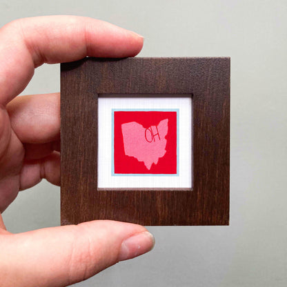 Miniature Ohio State Art PRINT - Tiny Gouache 1-Inch Mini Wall Decor