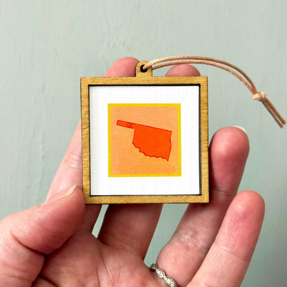 Miniature Oklahoma State Art PRINT - Tiny Gouache 1-Inch Mini Wall Decor