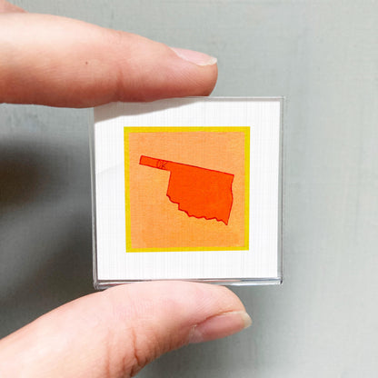 Miniature Oklahoma State Art PRINT - Tiny Gouache 1-Inch Mini Wall Decor