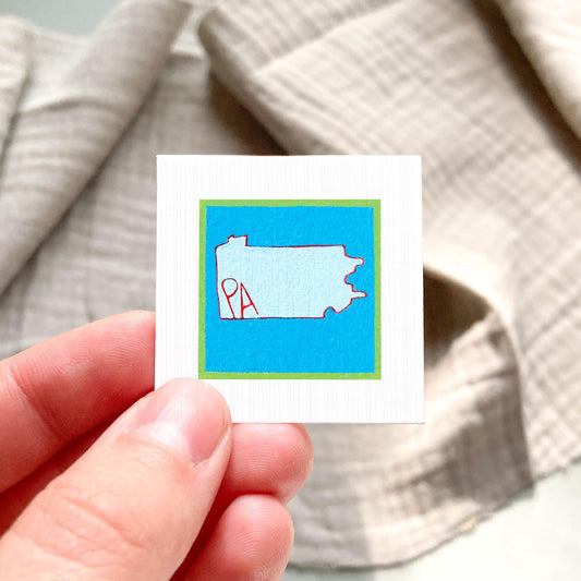 Miniature Pennsylvania State Art PRINT - Tiny Gouache 1-Inch Mini Wall Decor
