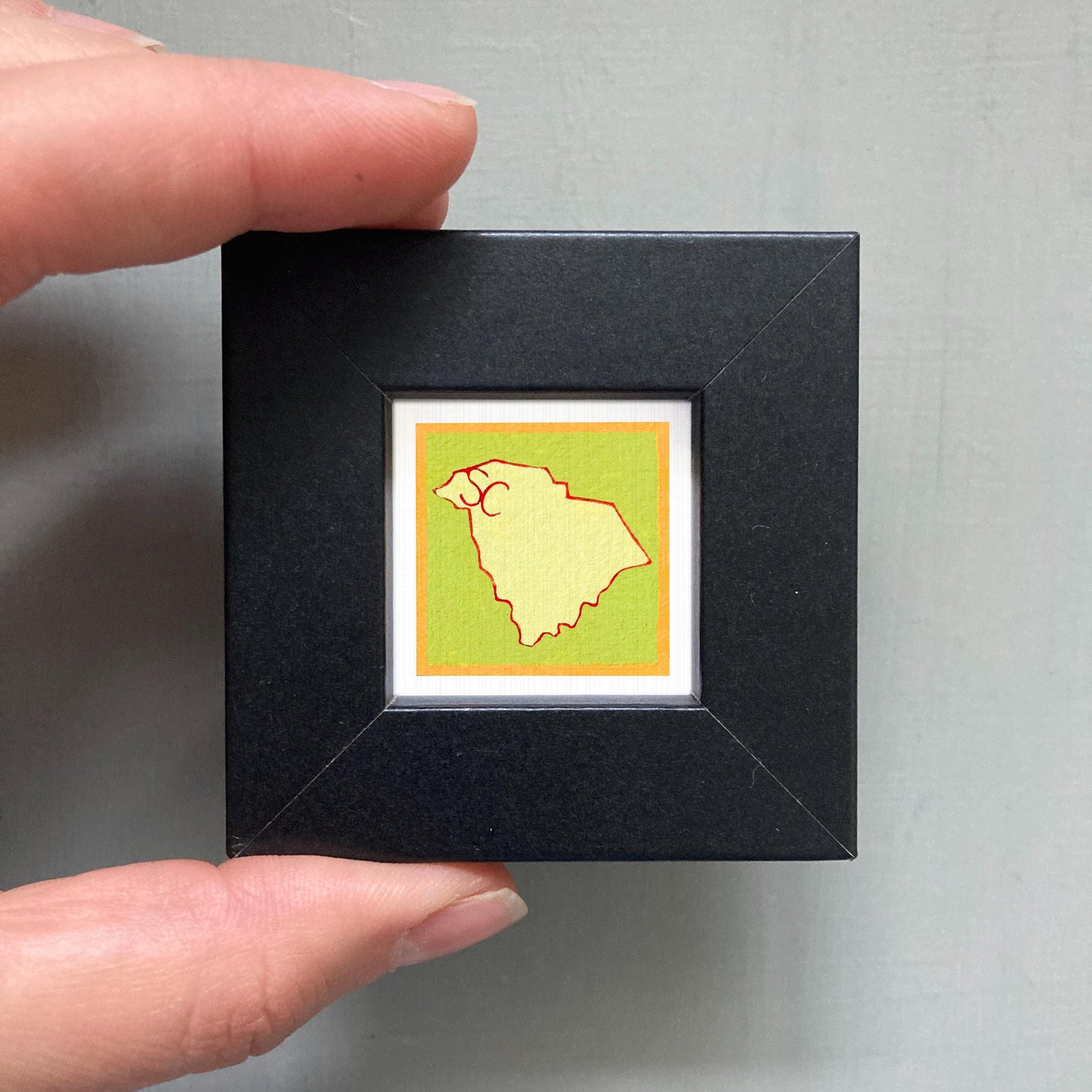 Miniature South Carolina State Art PRINT - Tiny Gouache 1-Inch Mini Wall Decor