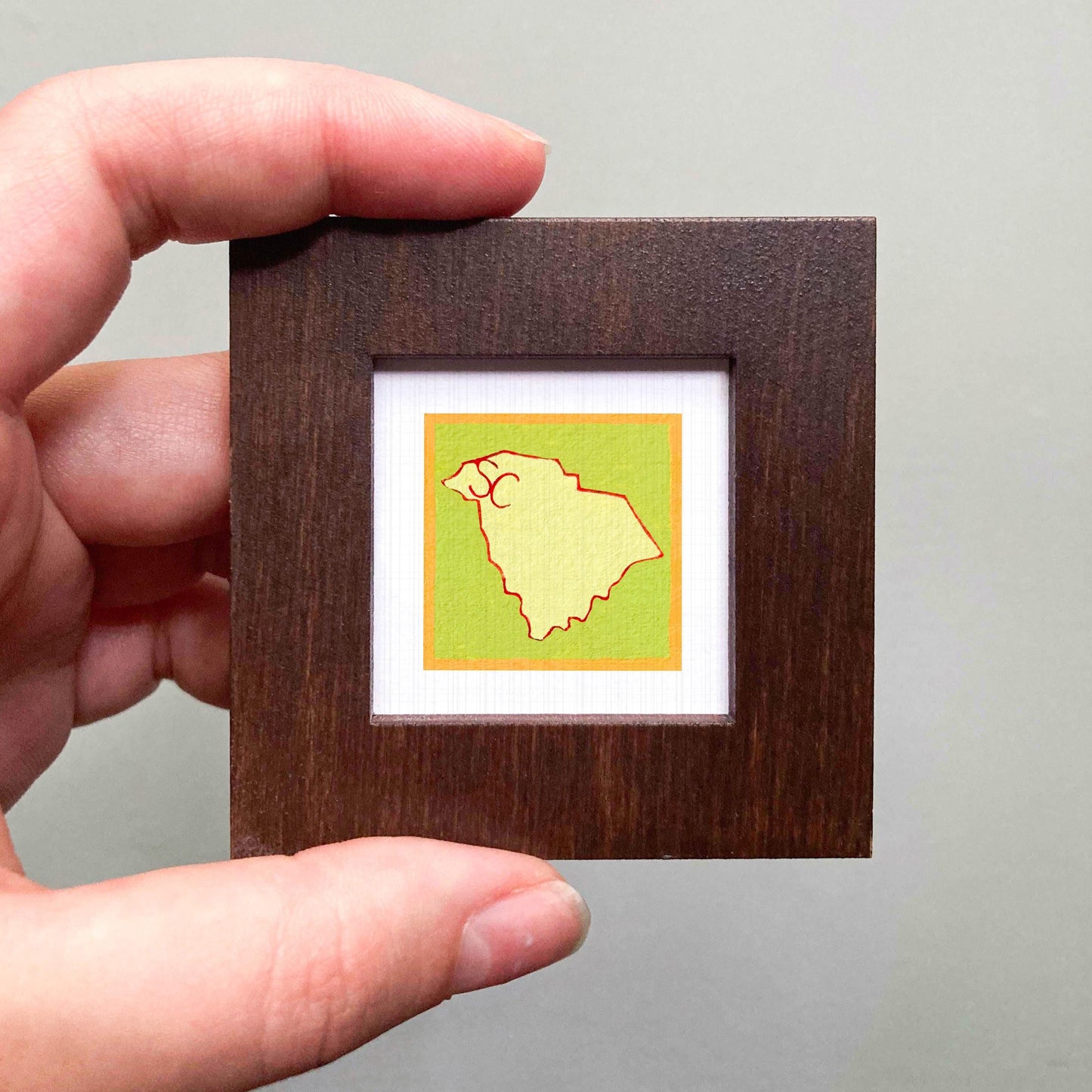 Miniature South Carolina State Art PRINT - Tiny Gouache 1-Inch Mini Wall Decor