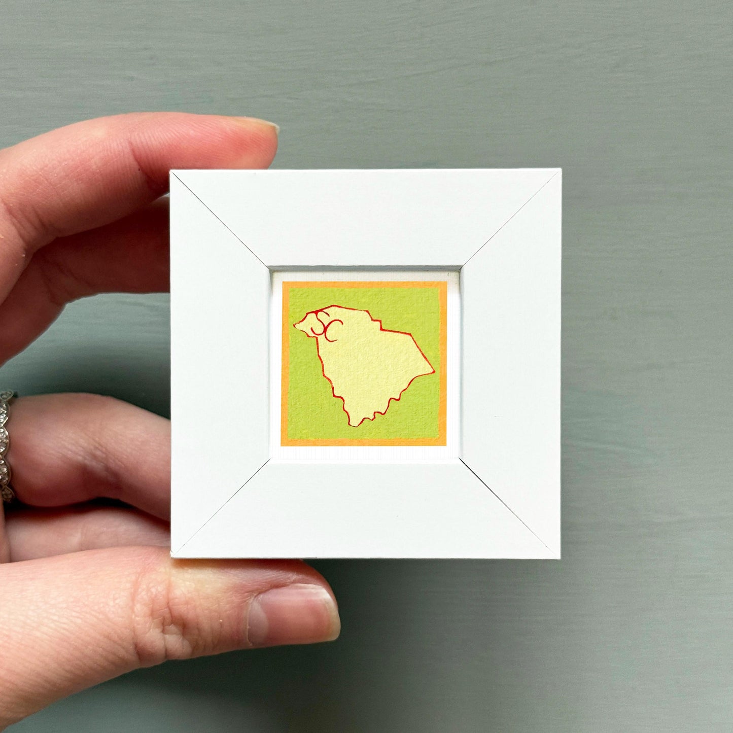 Miniature South Carolina State Art PRINT - Tiny Gouache 1-Inch Mini Wall Decor
