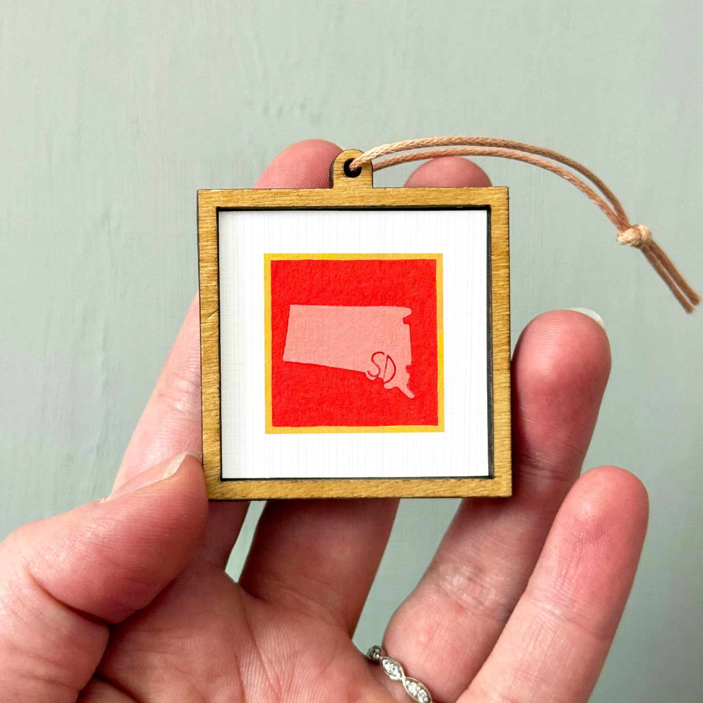 Miniature South Dakota State Art PRINT - Tiny Gouache 1-Inch Mini Wall Decor