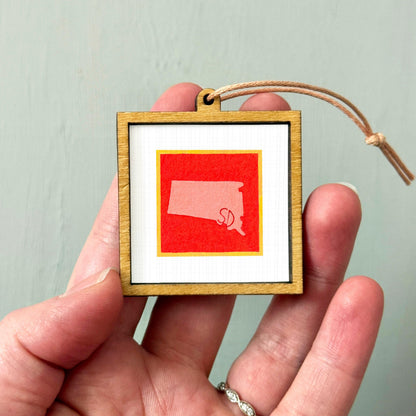 Miniature South Dakota State Art PRINT - Tiny Gouache 1-Inch Mini Wall Decor