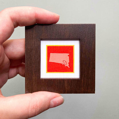 Miniature South Dakota State Art PRINT - Tiny Gouache 1-Inch Mini Wall Decor