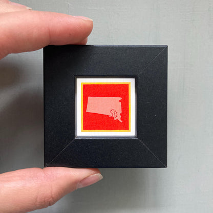 Miniature South Dakota State Art PRINT - Tiny Gouache 1-Inch Mini Wall Decor