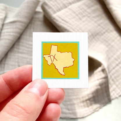 Miniature Texas State Art PRINT - Tiny Gouache 1-Inch Mini Wall Decor