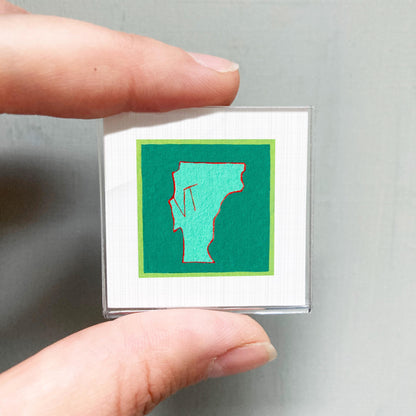Miniature Vermont State Art PRINT - Tiny Gouache 1-Inch Mini Wall Decor