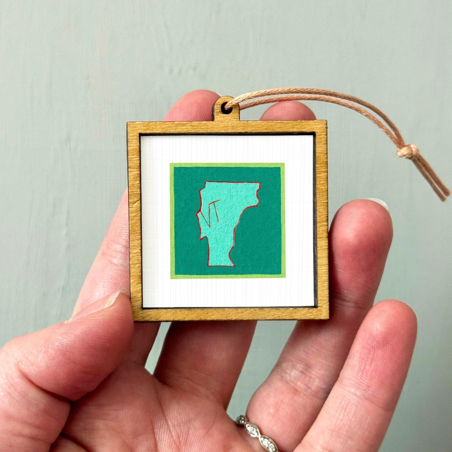 Miniature Vermont State Art PRINT - Tiny Gouache 1-Inch Mini Wall Decor