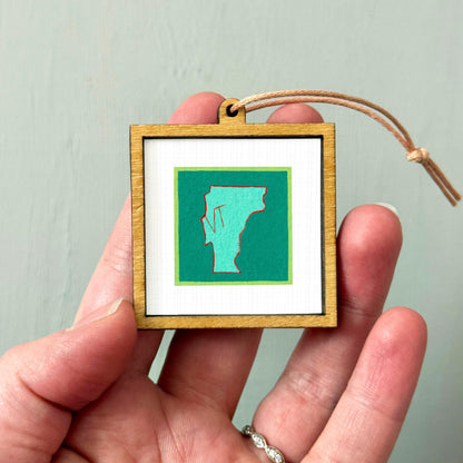 Miniature Vermont State Art PRINT - Tiny Gouache 1-Inch Mini Wall Decor