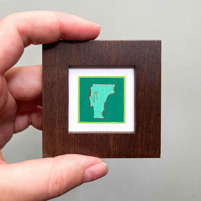 Miniature Vermont State Art PRINT - Tiny Gouache 1-Inch Mini Wall Decor