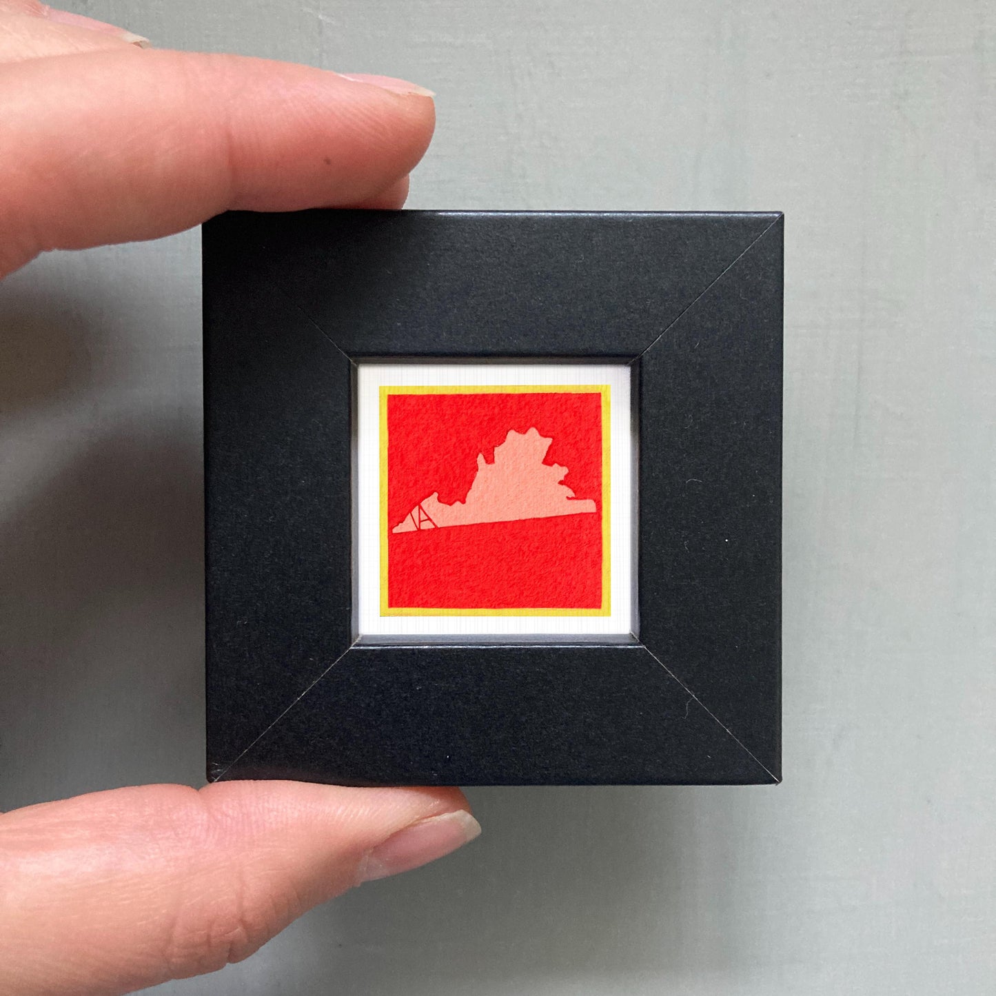 Miniature Virginia State Art PRINT - Tiny Gouache 1-Inch Mini Wall Decor